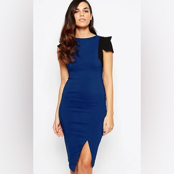 Vesper Dresses & Skirts - VESPER Cap Sleeve Pencil Dress with Front Spilt